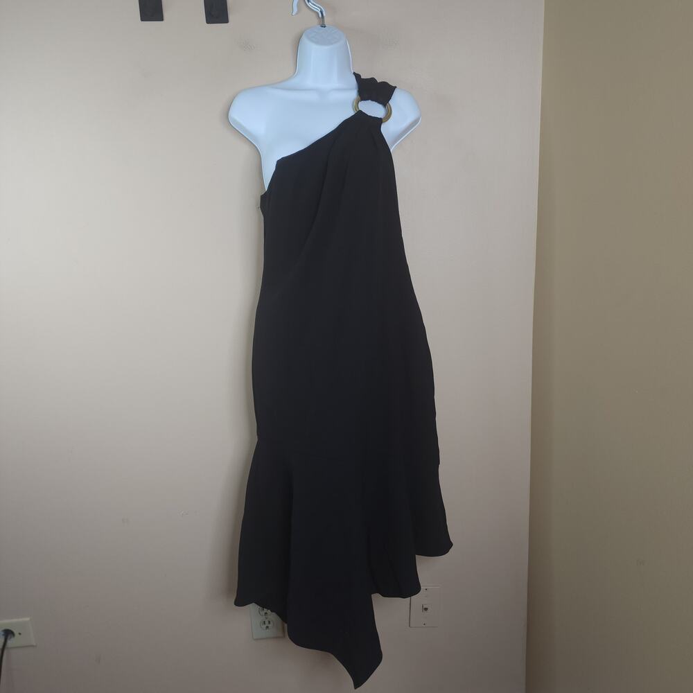 Shoshanna Eonia One Shoulder Buckle Dress in Black Size 8